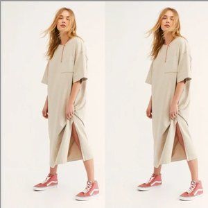 NEW FREE PEOPLE CAMILLA SHIRT DRESS IN NEUTRAL SZ XS